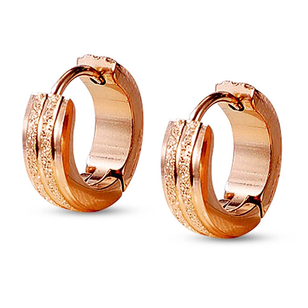 Rose Gold Plated Hoop Huggie Earrings Stylish Design Fashion Jewellery For Men & Women : PX9E66C