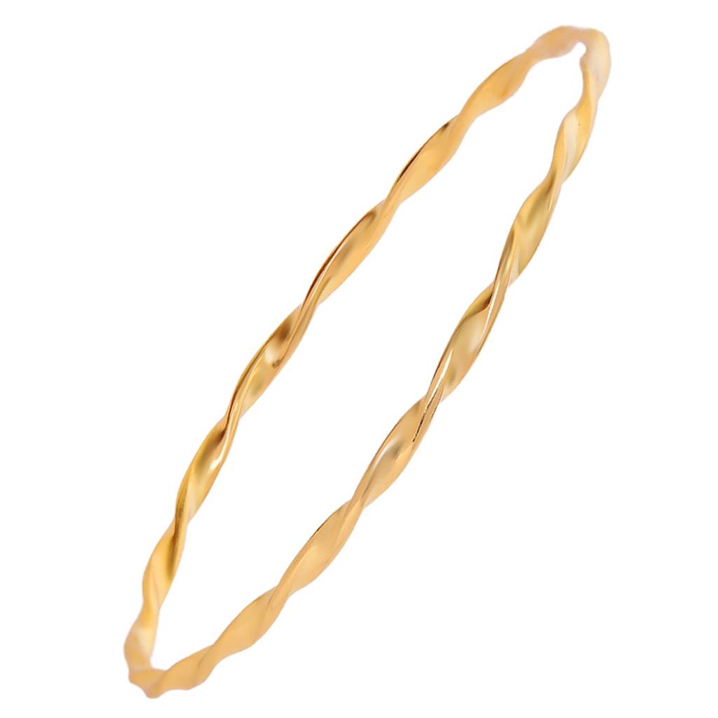 Golden Abstract 925 Sterling Silver Gold-Plated Abstract Bangle : BA-90014-PAIR-2-6-G