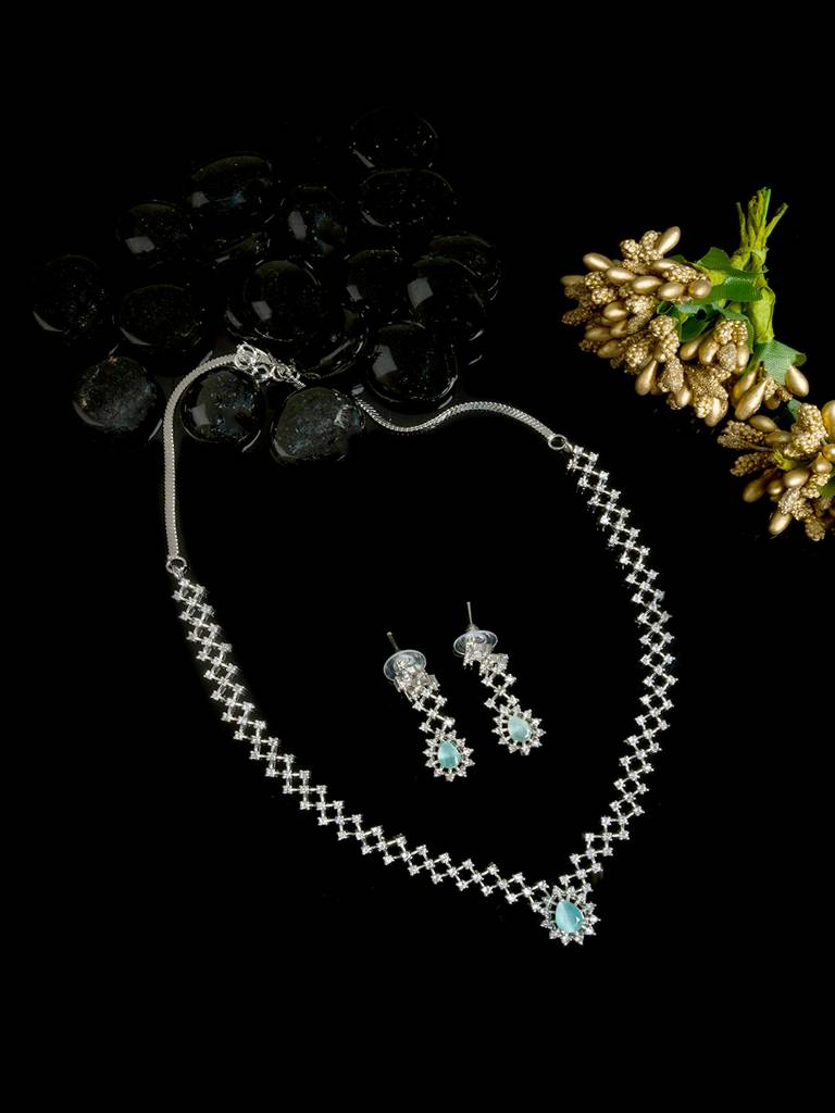 Handmade Sleek Ad Pendant Style Necklace Setâ : AD143MINT