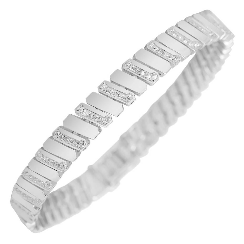 Modern Cz Rhodium-Plated 925 Sterling Silver Men'S Chain Bracelet (One Size) : BR-80419-R