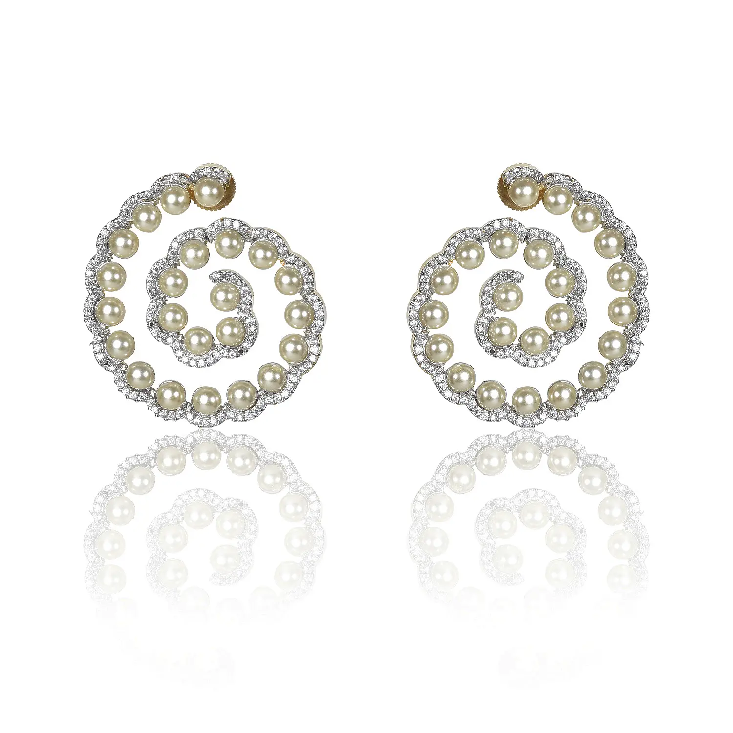 White Pearl Spiral Tops Earrings | White Pearl Spiral Tops Earrings ...