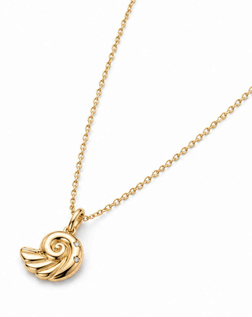 Recycled 925 Sterling Silver Coral Swirl Necklace – Handcrafted Everyday Wear : N13_G