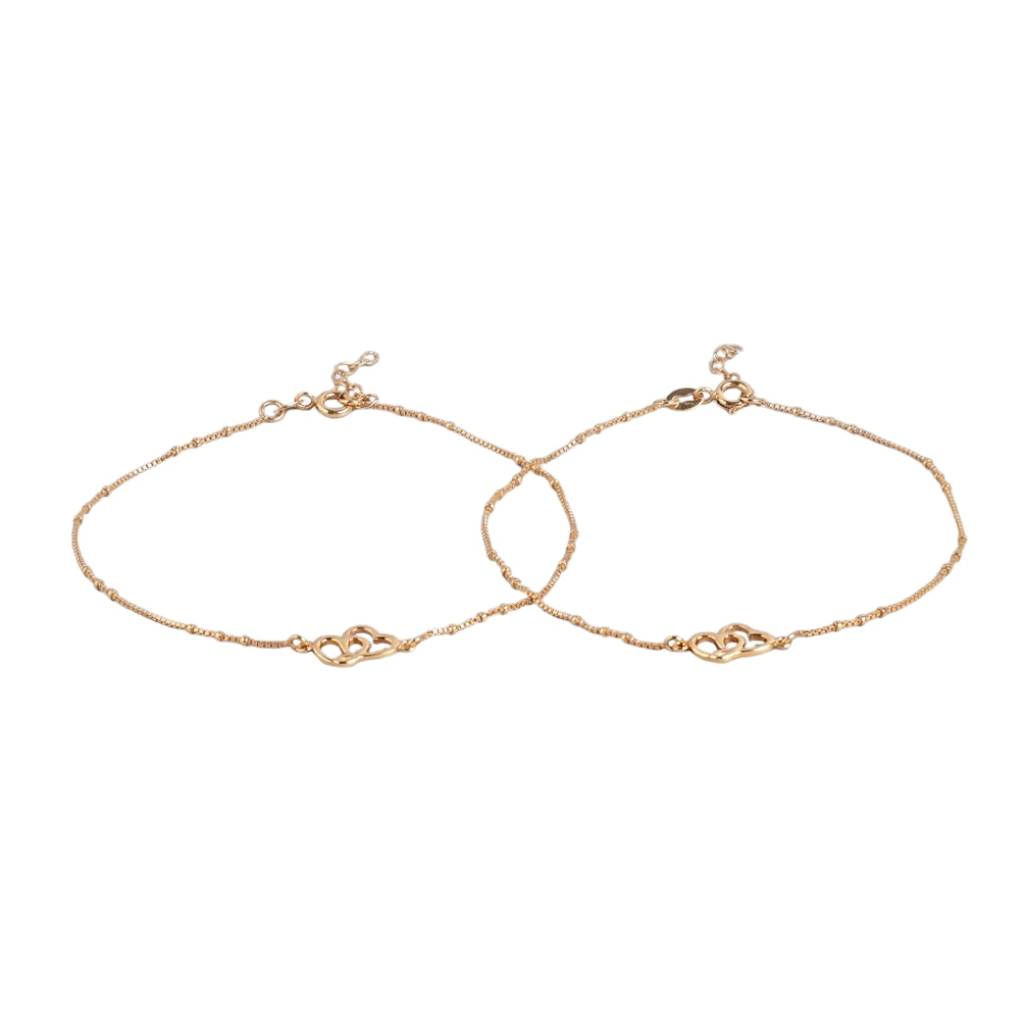 Hearts Rose-Gold Plated 925 Anklet : ANK-60131-PAIR