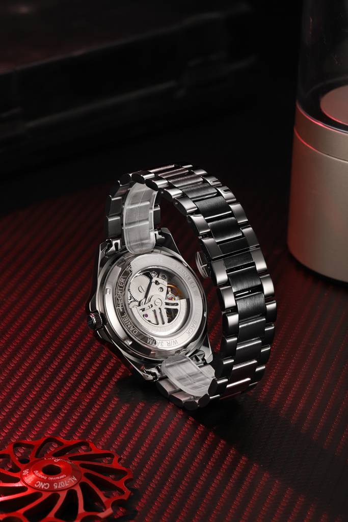 Paris Tech Collection Automatic Skeleton Wrist Watch For Men – Round Dial, Stainless Steel Strap, 21-Jewel Mechan : DHM1060-22