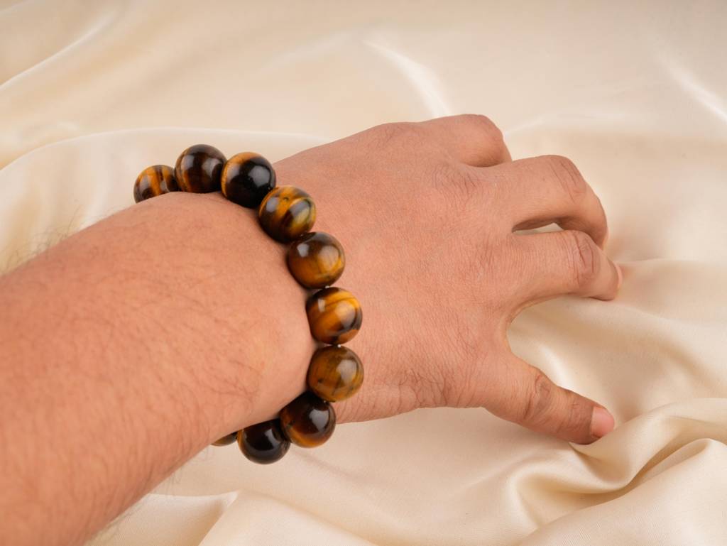 Tiger Stone Natural Gemstone Bracelet(14Mm) : BBM36