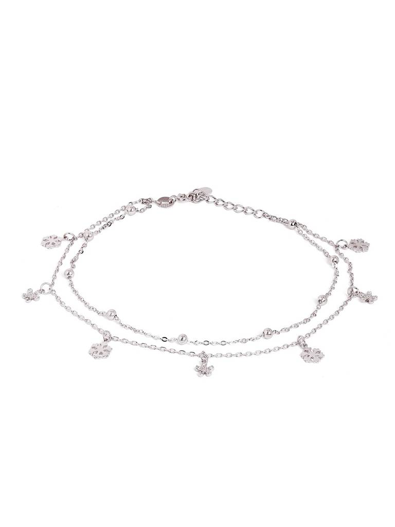 Silver Double Layer Adjustable Anklet : WAN00028