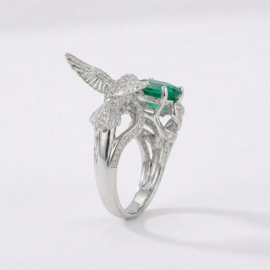 Willow Design Green Stone Silver Plated Ring For Women | Refined Fashion Ring : 1834356816