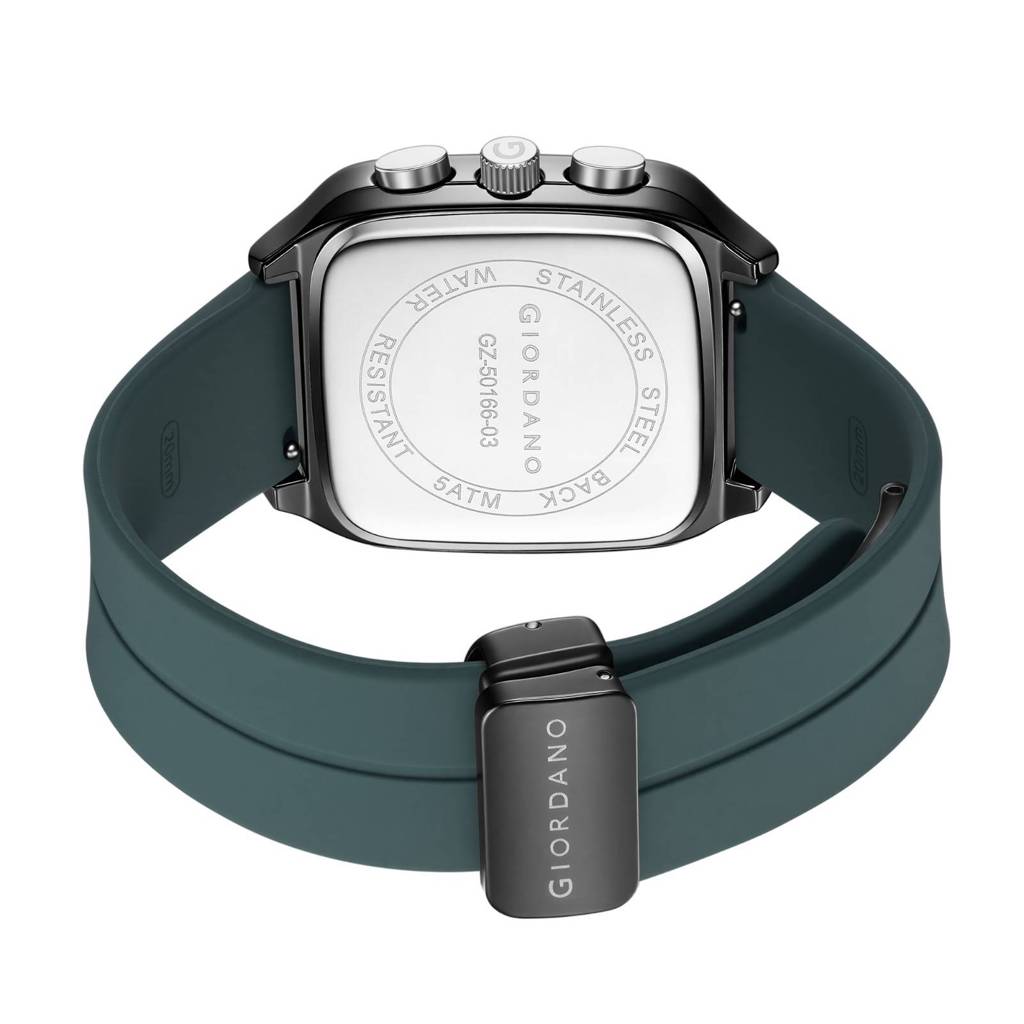 Giordano Premium Square Case Watch For Men | Moon Phase/24-Hour Indicator, Silicone Strap : GZ-50166-03