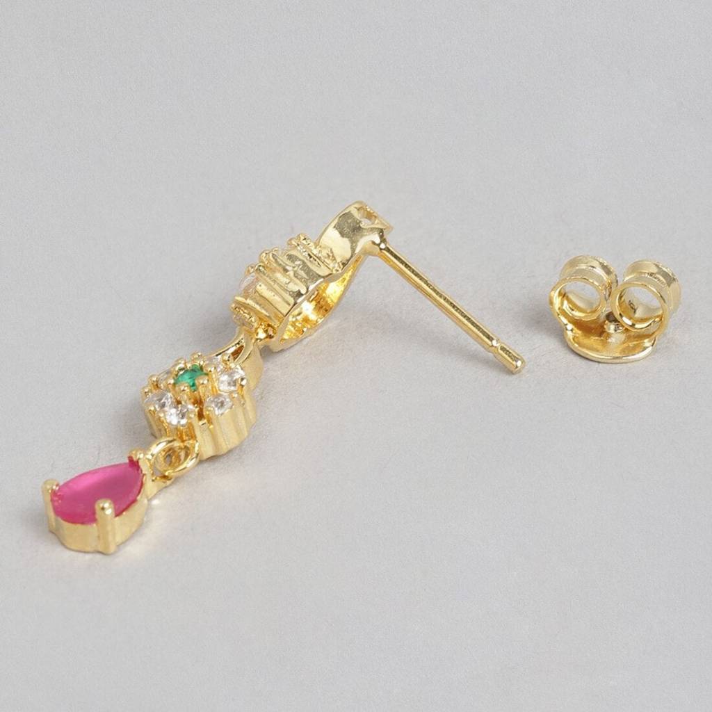 Enchanted Forest Gold Plated Drop 925 Sterling Silver Earrings : EAR-20381