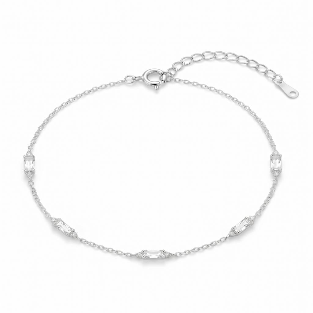 Baguette Zirconia Station Bracelet : BR1148