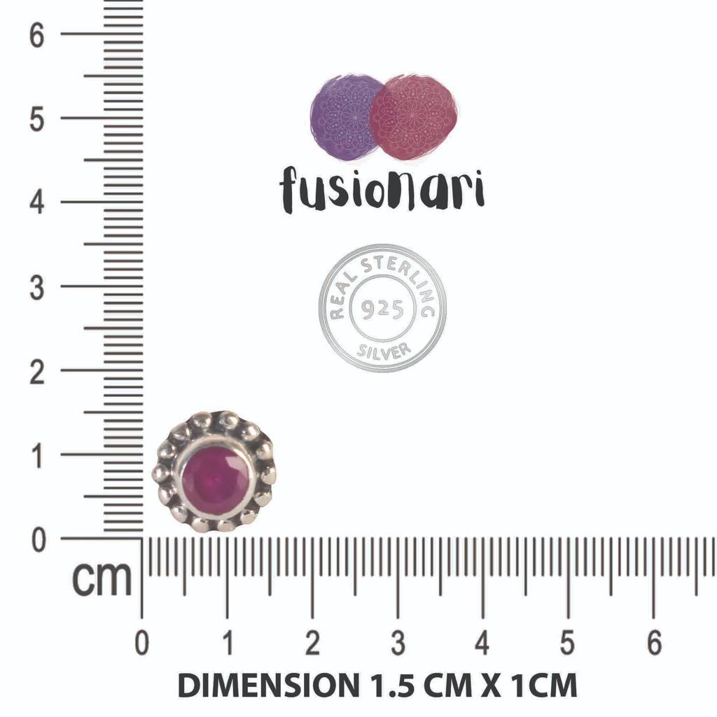 925 Sterling Silver Ruby Eartops For Women | Natural Gemstone Jewelry | Elegant Gift : FU-1024