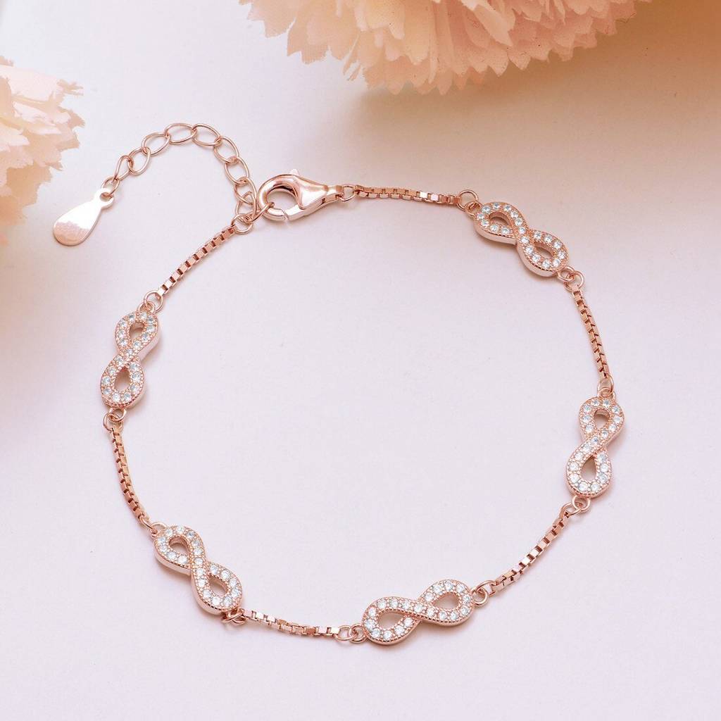 Classy Rose Gold Infinity 925 Silver Bracelet : BR-80078