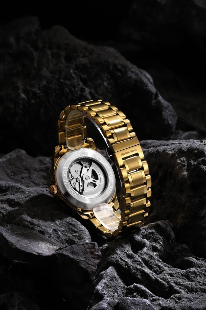Paris Tech Collection Automatic Skeleton Wrist Watch For Men – Round Dial, Stainless Steel Strap, Mechanical Move : DHM1062-55