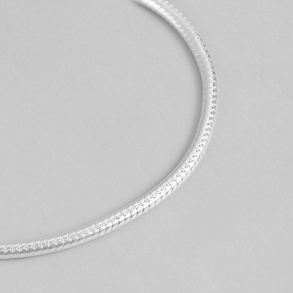 Serpentine Elegance Rhodium-Plated Snake Chain Men'S Bracelet : BR-80296-S
