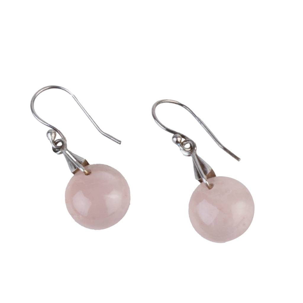 925 Sterling Silver Rose Quartz Earrings For Women | Healing Crystal Earrings | Elegant Everyday Jewelry : FU-0748