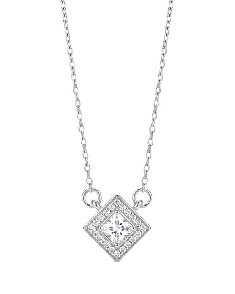 925 Silver Radiant Square Solitaire Pendant Necklace : IS-NC-PC-1182