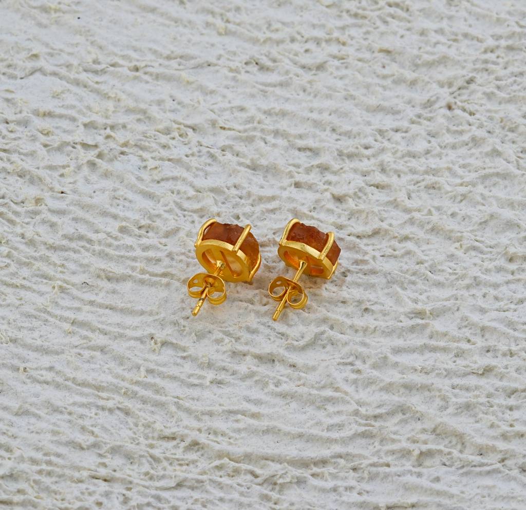 Natural Uncut Citrine Studs : NAGE28