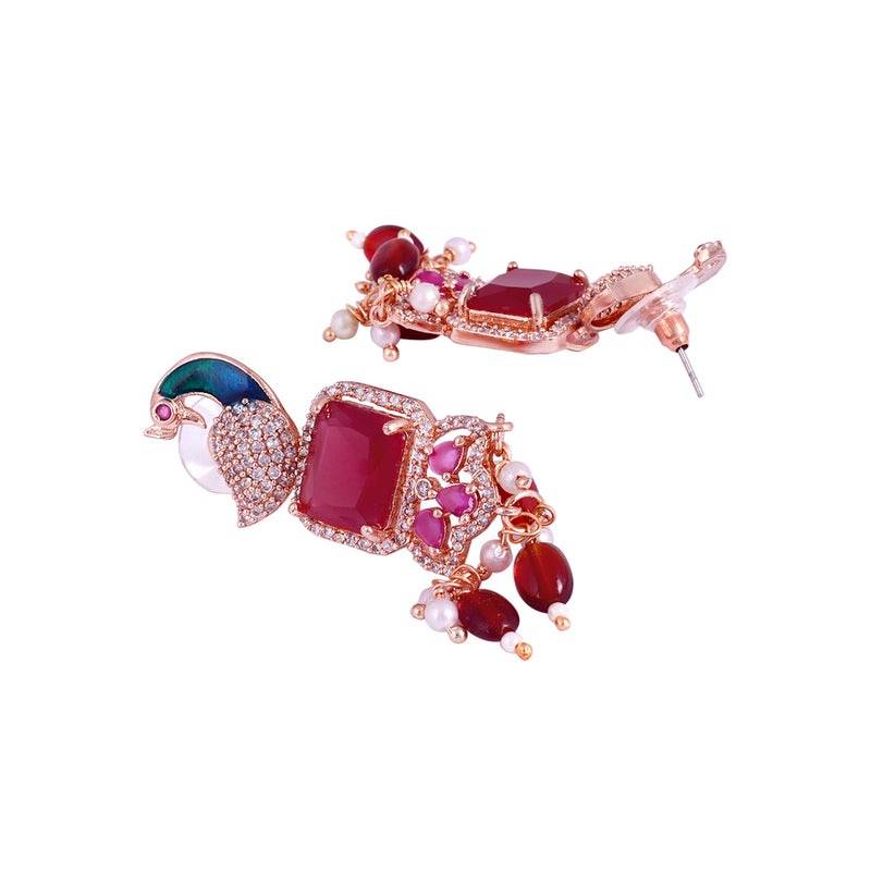 Luxury Rose Gold Finish Cz Multi String Choker Set – Bridal & Festive Wear : AD-934-RGRBNKER