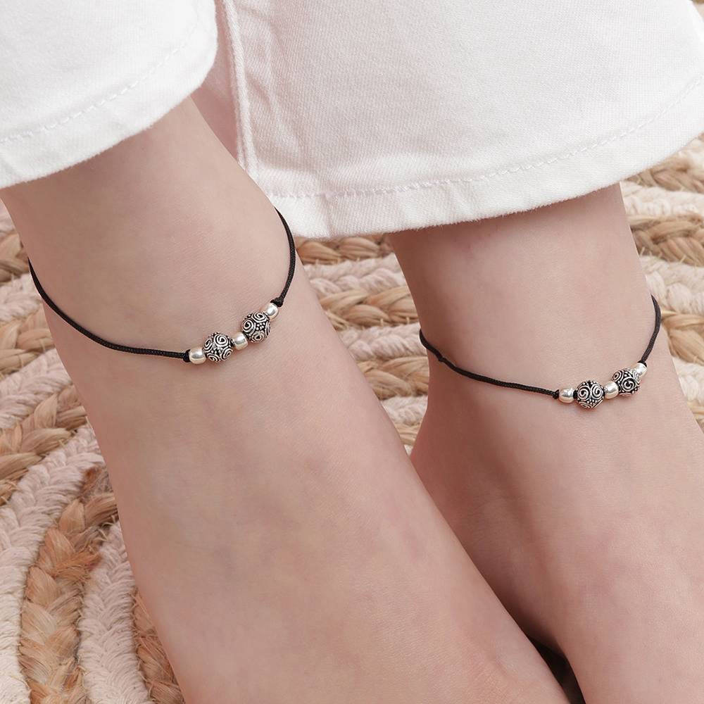 Silver 92.5 Round Bead Anklet : Silver 92.5 Round Bead Anklet : Silver 92.5 Round Bead Anklet : Silver 92.5 Round Bead A