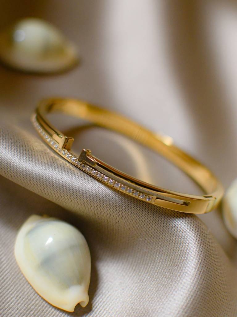 Elegant Gold Cz Bracelet Â Anti-Tarnish, Small Wrist Fit : ATB600HSB