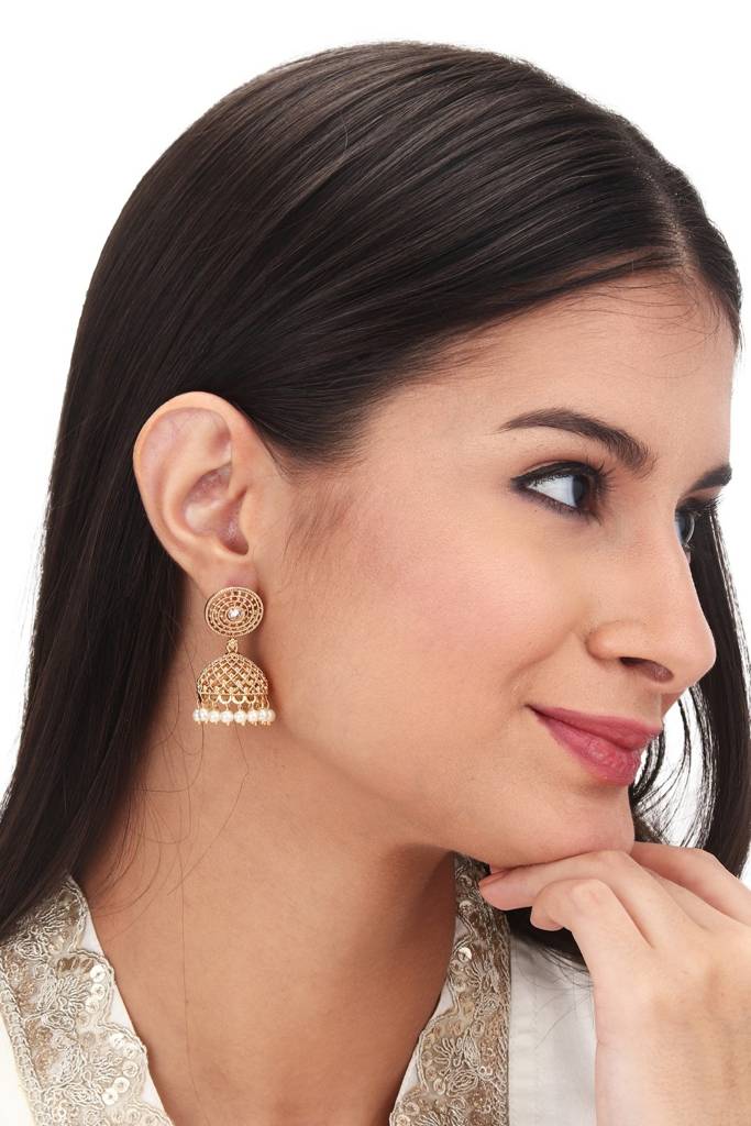 Gold Plated Temple Style Jhumka : S23MRERM21GLD