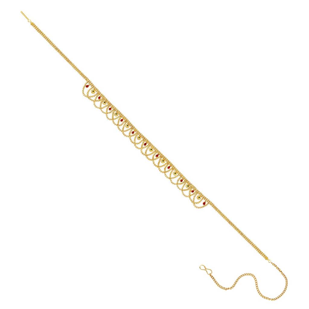Peora Gold Plated Synthetic Stone Studded Kamar Band Kamar Patta Belly Waist Chain Traditional Ethnic Jewellery : PF04BCH002RG