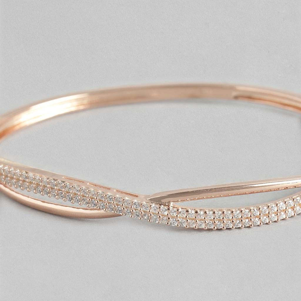 Radiant Rose Gold 925 Sterling Silver Bracelet With Cubic Zirconia : BR-80191