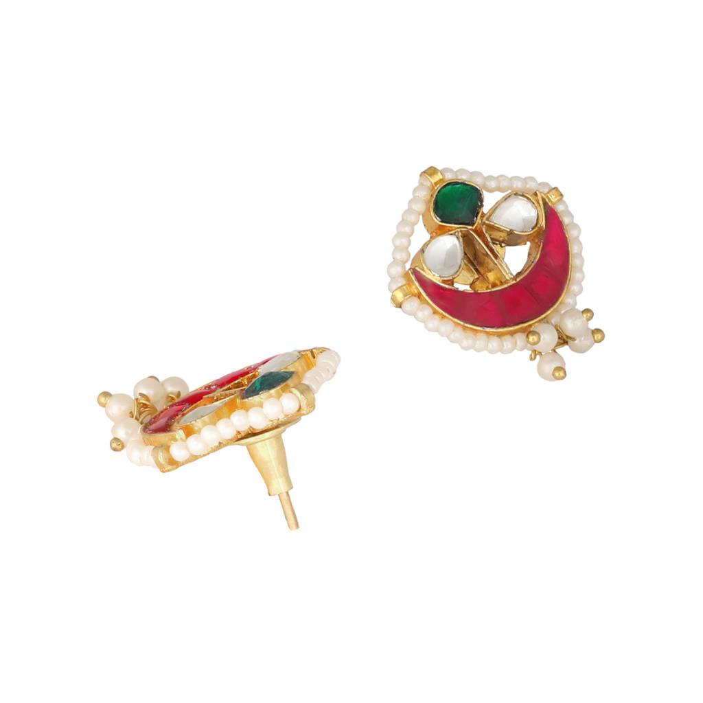 Ethereal Kundan & Pearl Stud Earrings : YI24A0460E