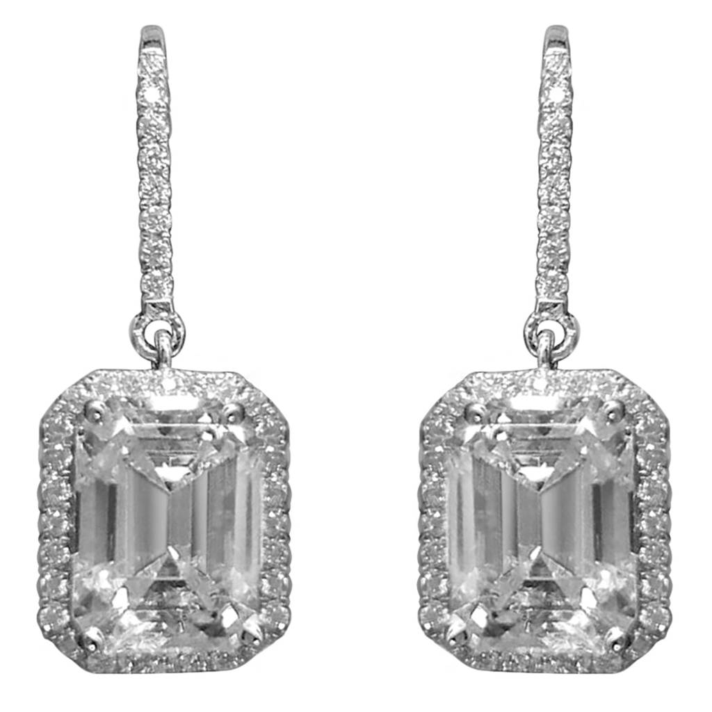 American Diamond Studded Silver Plated Drop & Dangle Earrings Fashion Wear Stylish Jewellery Gift For Girls & Women  : PX8E119