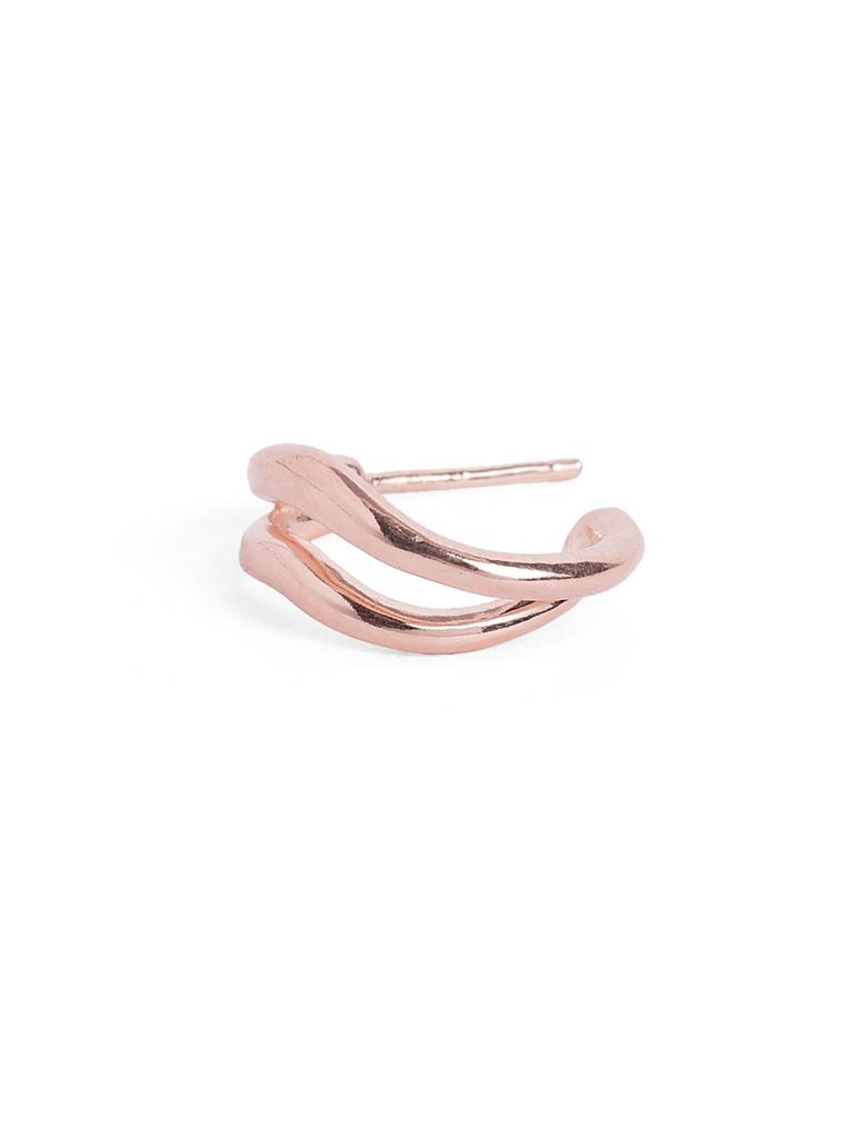 18Kt Rose Gold Plated Curved Half Hoop Earring : FJE5793