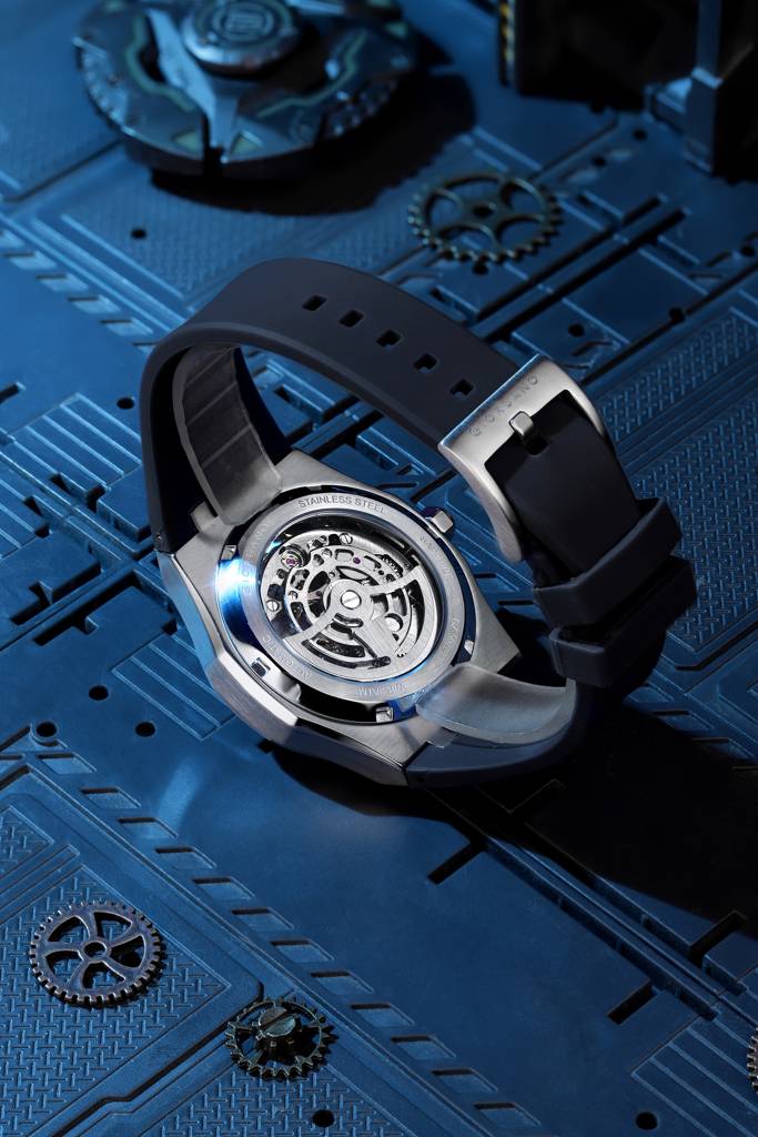 Premier Phantom Collection Automatic Watch For Men With Skeleton Round Dial, Luminous Hands And Markers, Silicon : GZ-50224-02