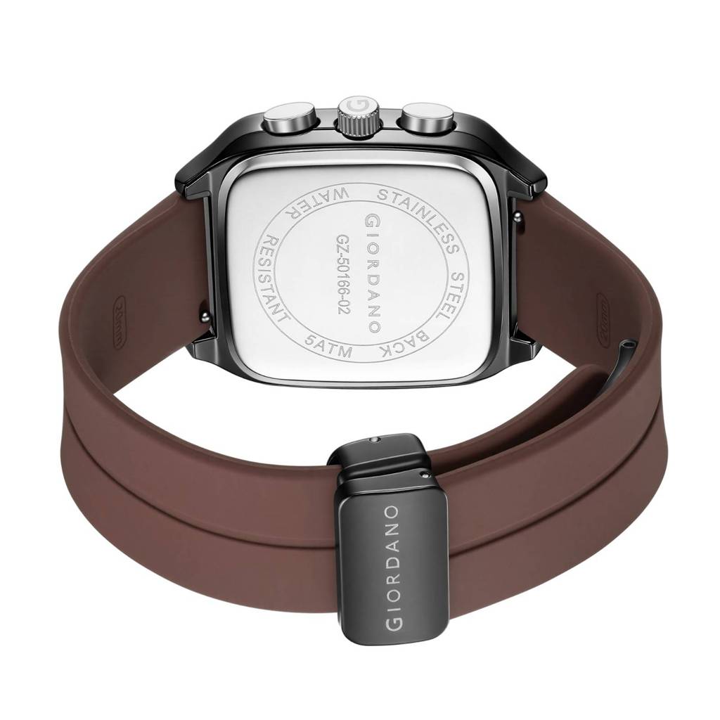 Giordano Premium Square Case Watch For Men | Moon Phase/24-Hour Indicator, Silicone Strap : GZ-50166-02