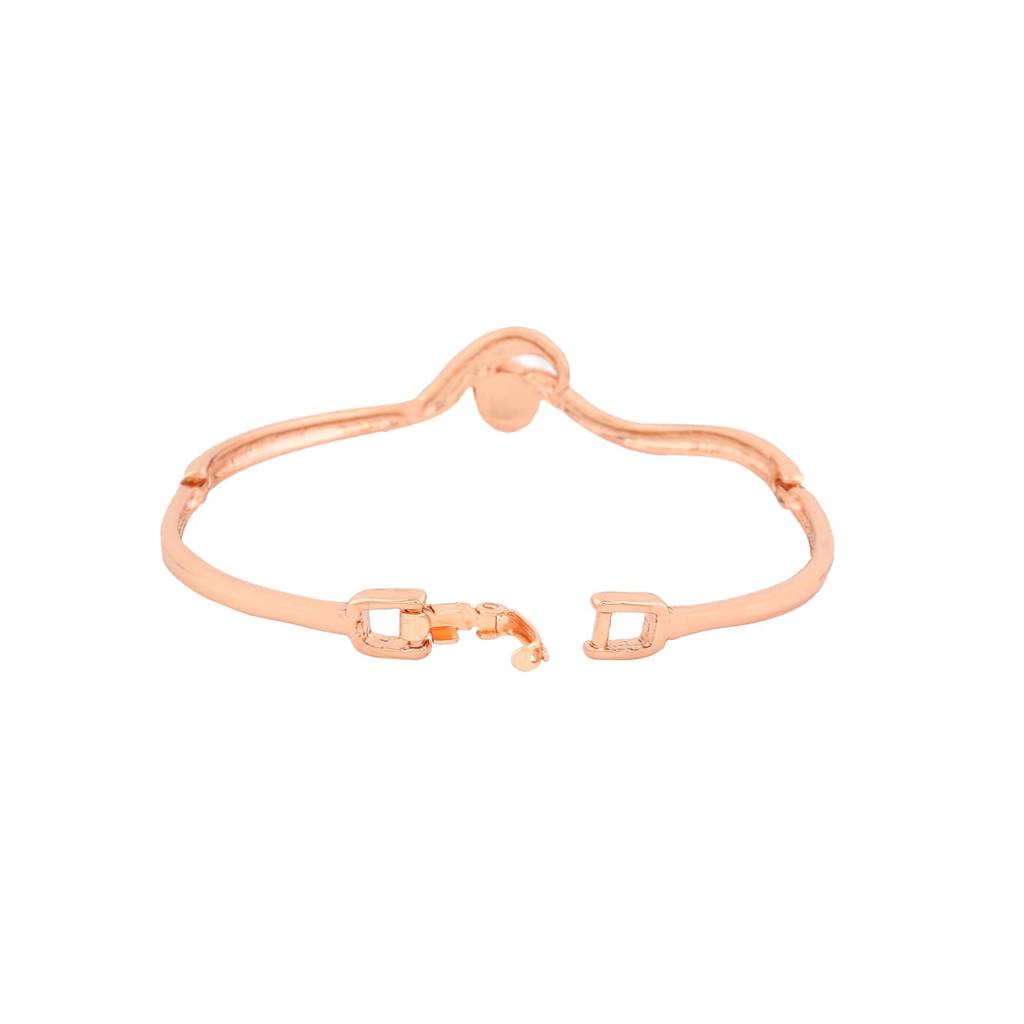 Estele Rose Gold Plated Sparkling Bracelet With White Crystals & Pearls For Girls & Women