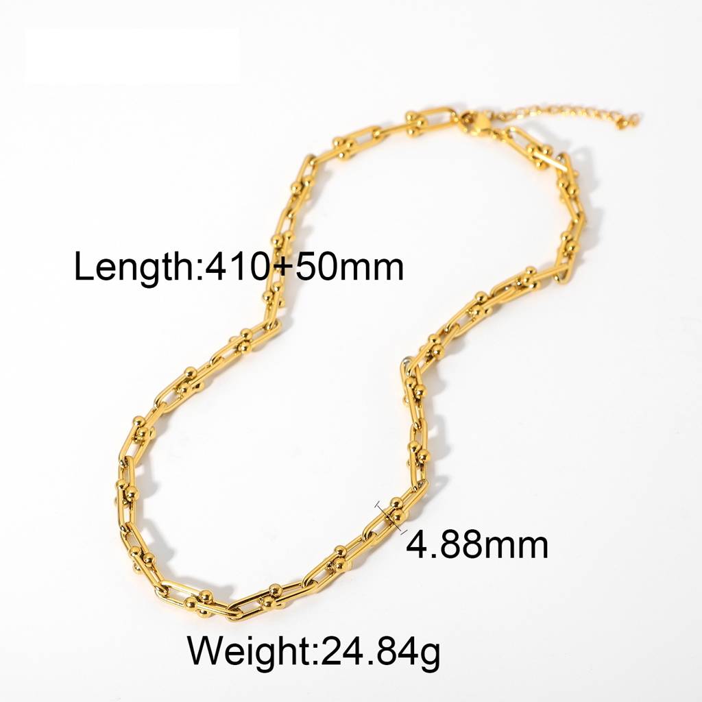 18K Plated U Shaped Chain Link Necklace : ATO0624NK005G