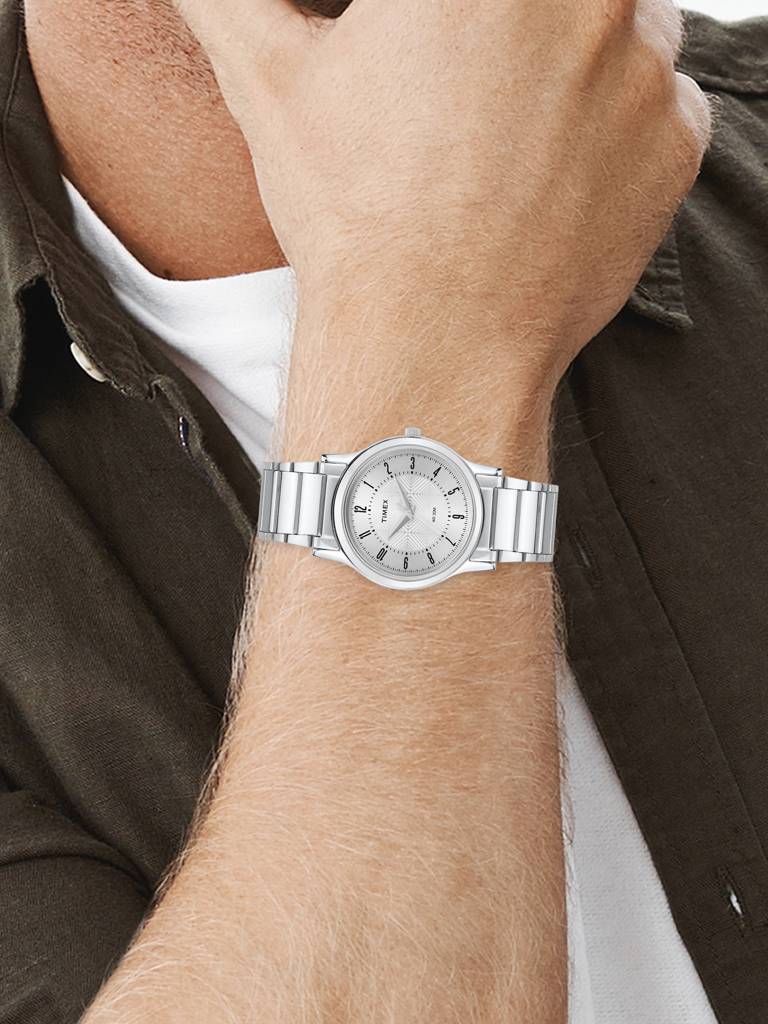 Timex Round 39Mm Silver Dial Analog Men Watch - Ti000R41400 : TI000R41400