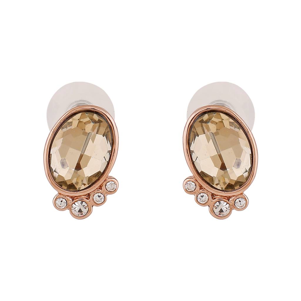 Estele Rose Gold Plated Dazzling Stud Earrings For Women : 653706-RGER