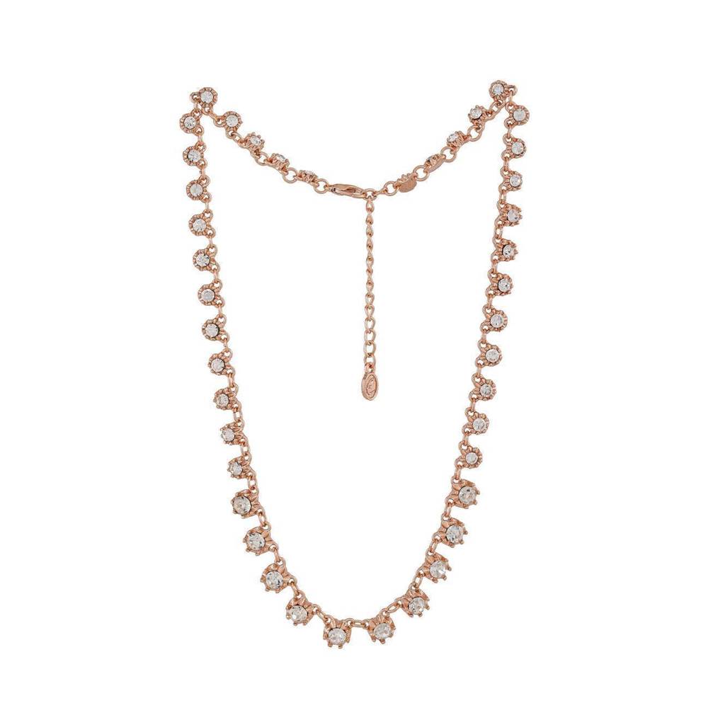 Estele Rose Gold Plated Sparkling Necklace Set With Crystals For Women