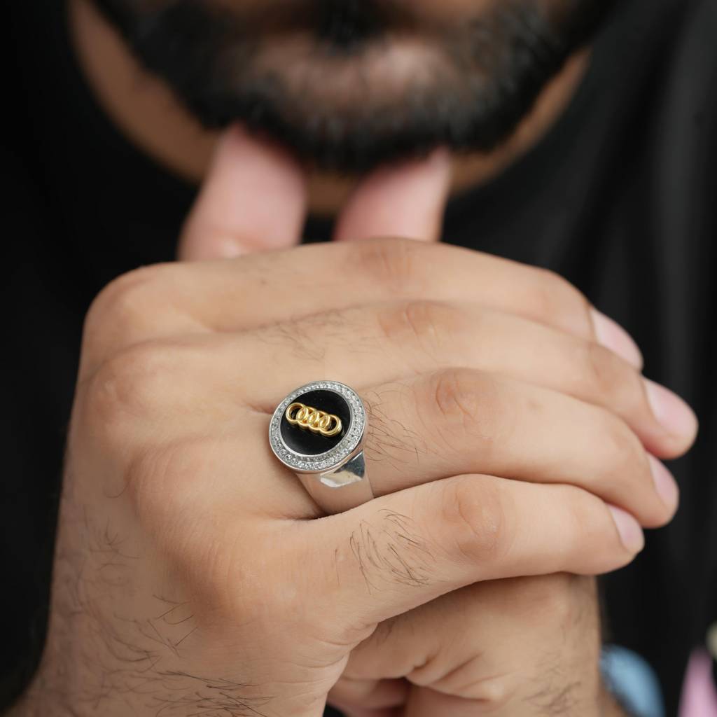 Men'S Audi Diamond Silver Ring : KMJ302