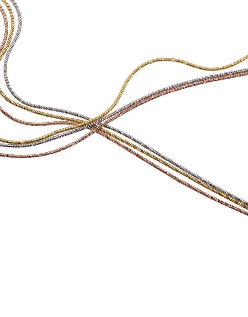 Trio Tone Layered Sterling Silver Anklet : AK-10024-1-MLT