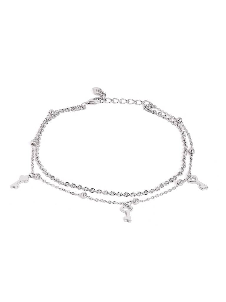 Silver Secret Key Charm Adjustable Anklet : WAN00037