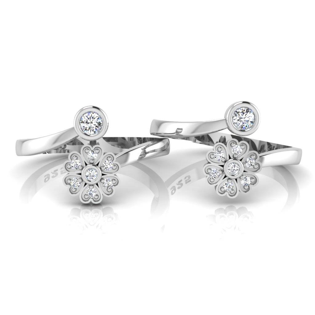 Iski Uski 925 Sterling Silver Flora Cz Toe Rings