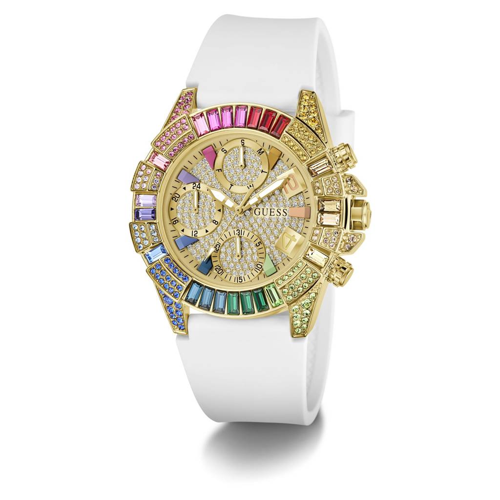 Guess Round 39Mm Champagne Dial Analog Women Watch - Gw1047L2 : GW1047L2