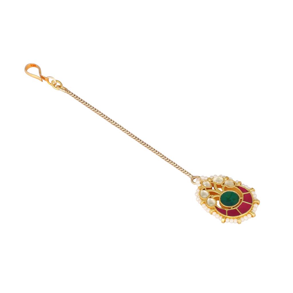 Pearl And Kundan Grace Minimal Maang Tikka : YI24A0432H
