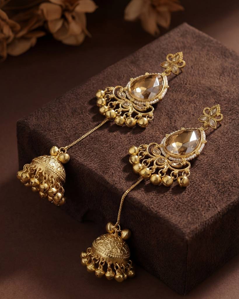 Gold Plated Brass Kashmiri Jhumka - Earrings For Women : KS203
