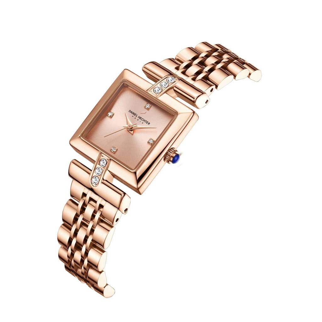 Daniel Hechter Paris Cambon Collection Luxury Watch For Women With Square Dial, Crystal Accents And Stainless Ste : DHW2008-33