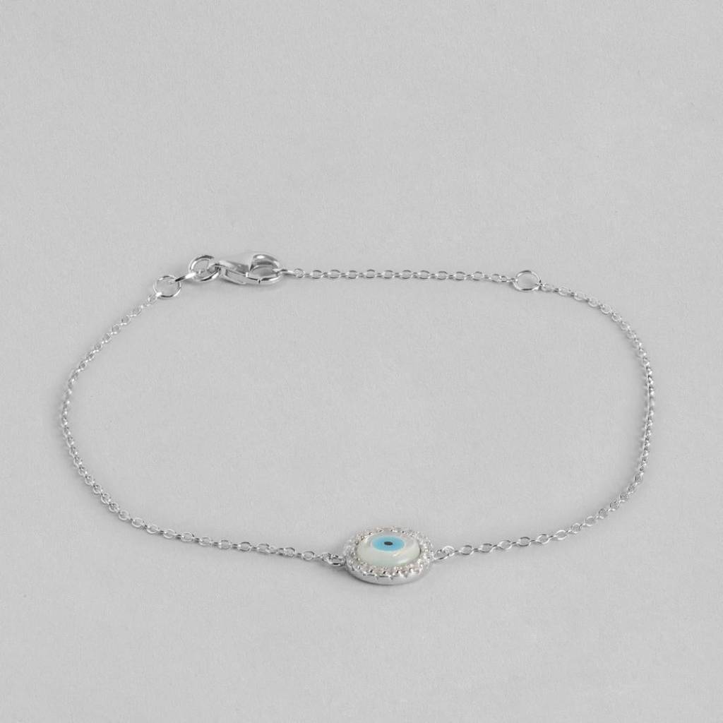 Turkish Evil Eye Cubic Zirconia 925 Silver Bracelet : BR-80087