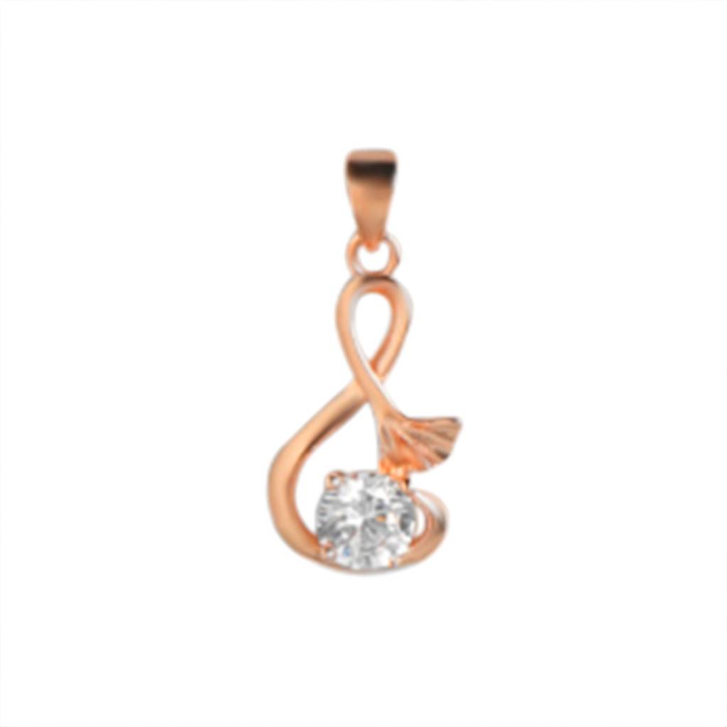 Musical Solitaire 925 Silver Rose Gold Necklace Chain : PEN-30008-C