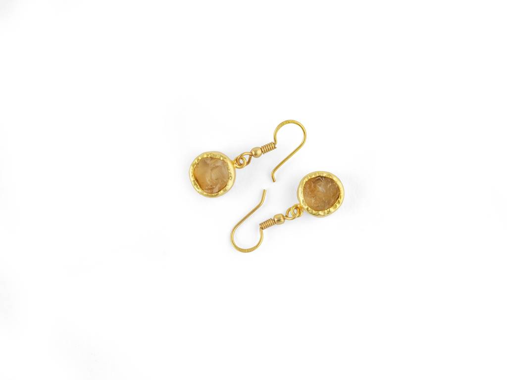 Uncut Round Citrine Earrings : NAGE29