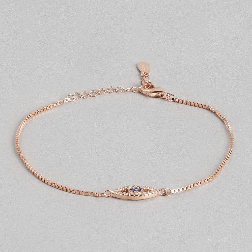 Rose Gold Plated Evil Eye 925 Silver Bracelets : BR-80061