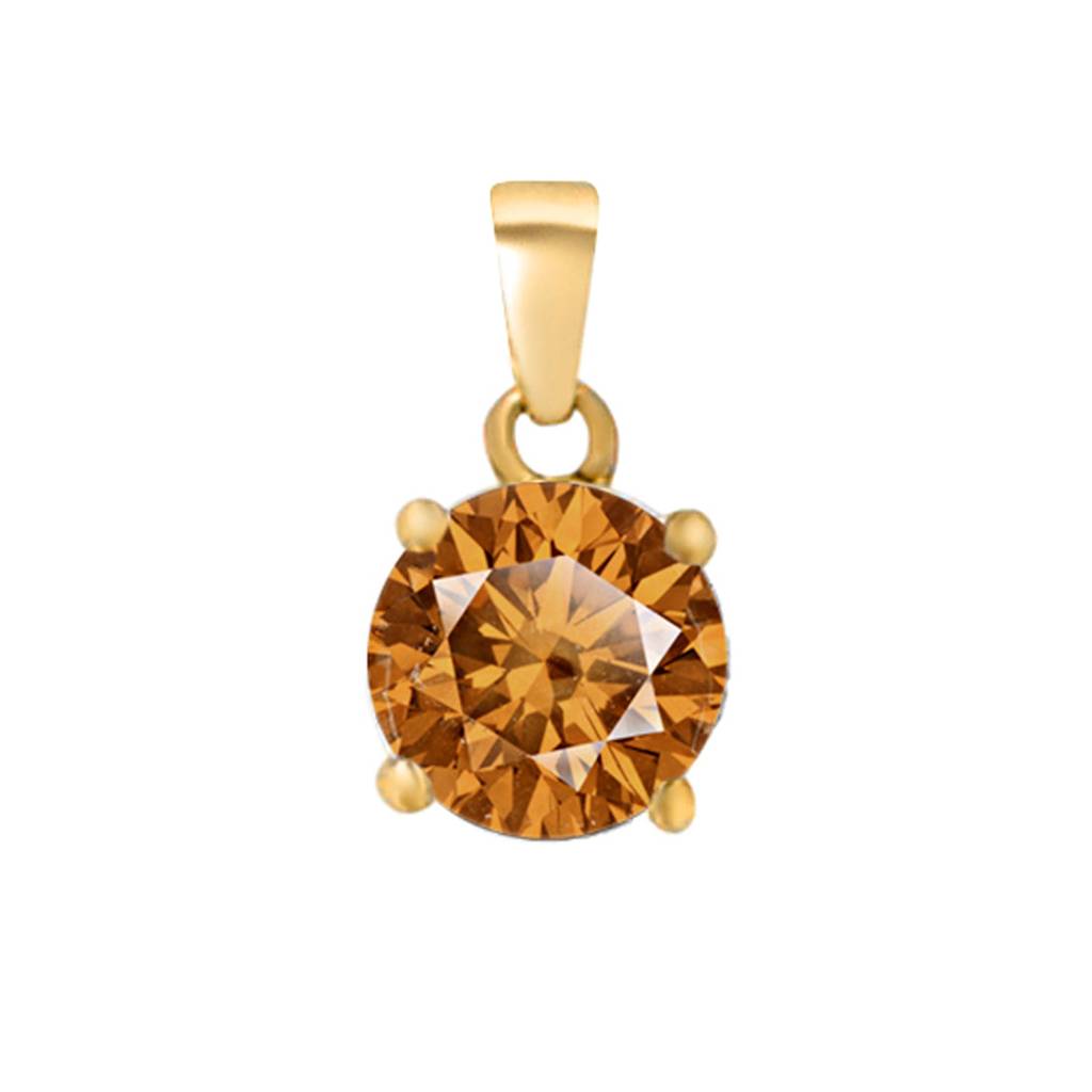 Yellow Solitaire Box Chain Gold Plated 925 Sterling Silver Pendant With Chain : PEN-30031-C